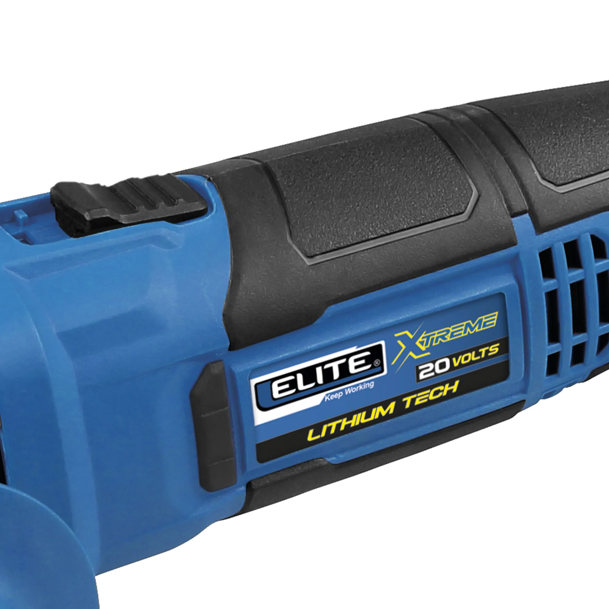 Esmeriladora inalámbrica 4-1/2 pulg, 20V, 10.000 RPM ELITE con Batería, Cargador, Estuche Plástico, Mango Auxiliar, Guarda Disco y Llave de ajuste